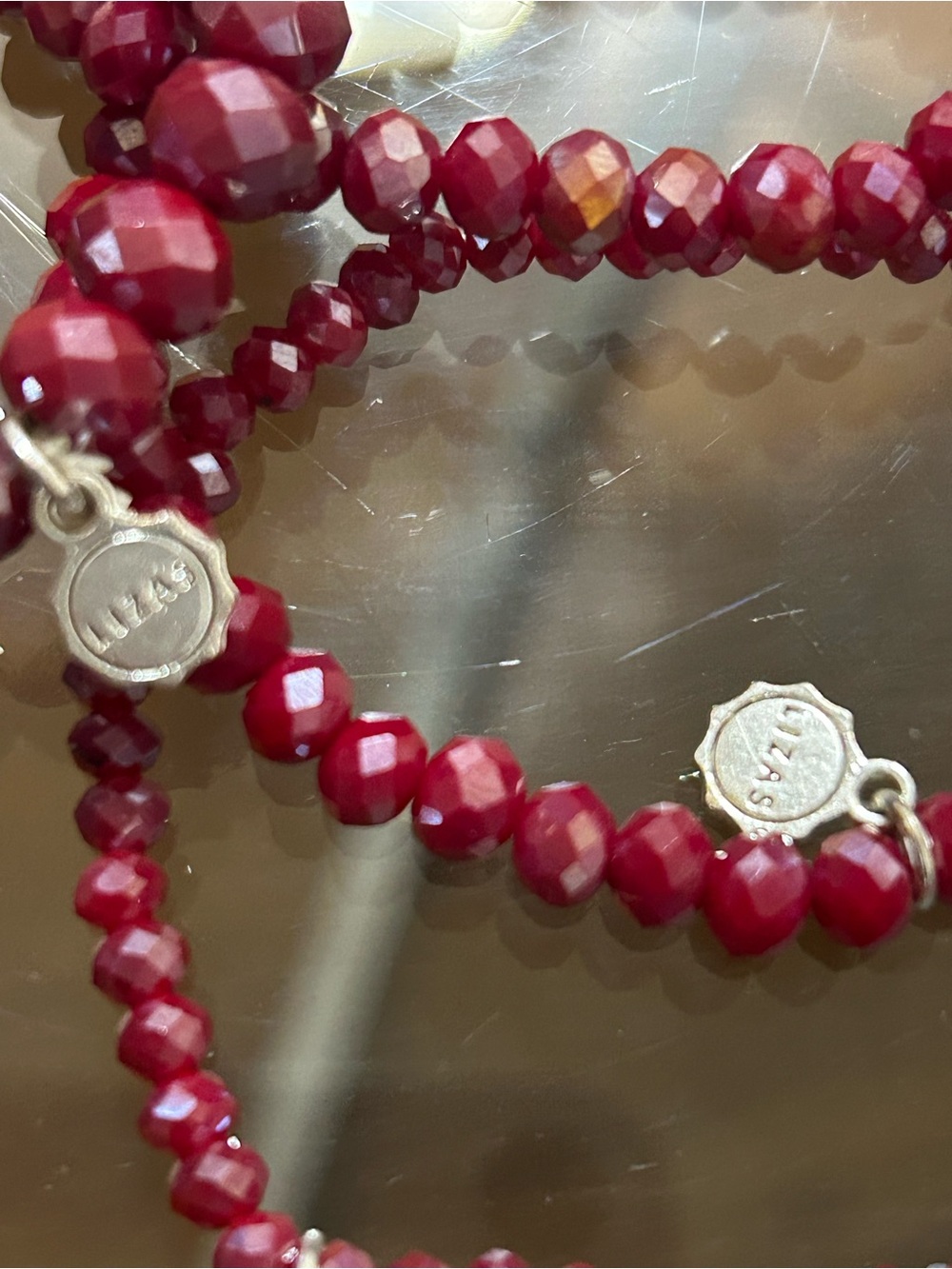 Red Faceted Bead Necklace